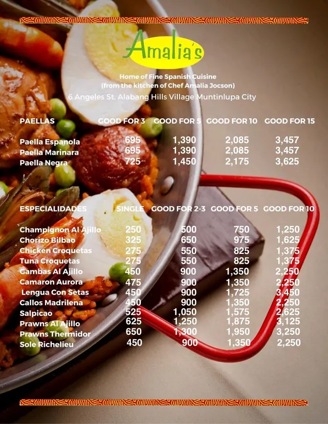 Amalia's Home Of Fine Spanish Cuisine - Asian Variety in B.F. Homes ...