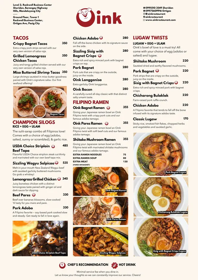 Oink Menu Oink at Rockwell - Filipino in Highway Hills Metro Manila | OpenRice ...