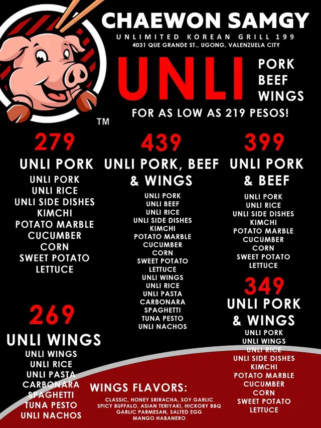 Samgy Menu Chaewon Samgy- Valenzuela - Korean in Ugong (Valenzuela) Metro Manila ...