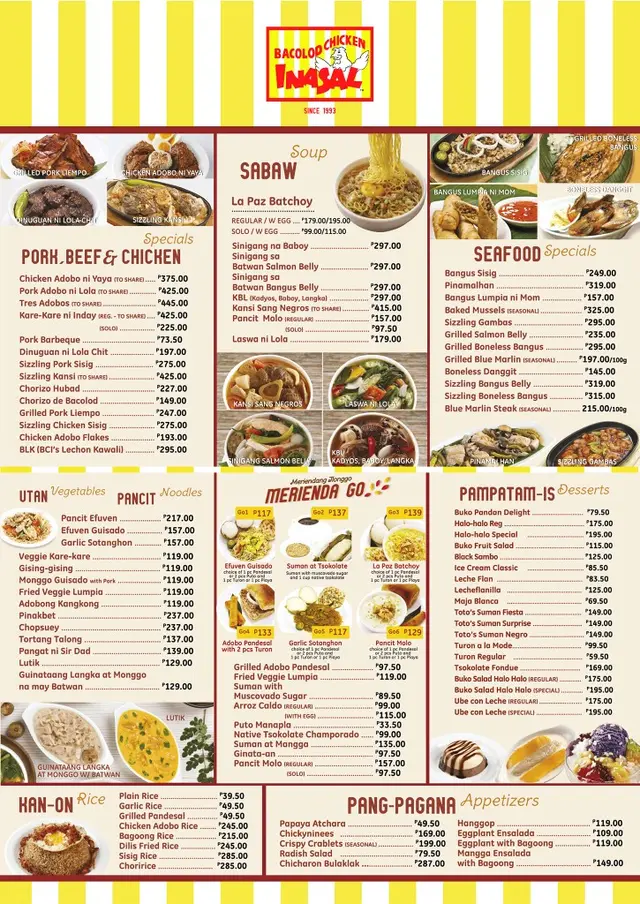 Pinoy Inasal Menu Bacolod Chicken Inasal - Filipino in Alabang Metro Manila | OpenRice ...