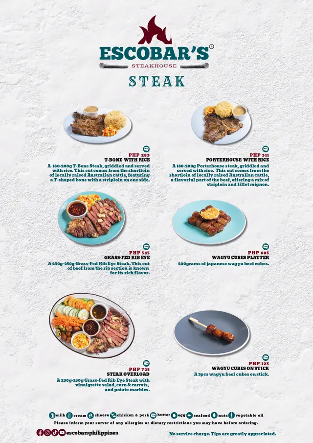 Escobar Egypt Menu.pdf Escobar's Steakhouse - Western variety in Diliman Metro Manila ...