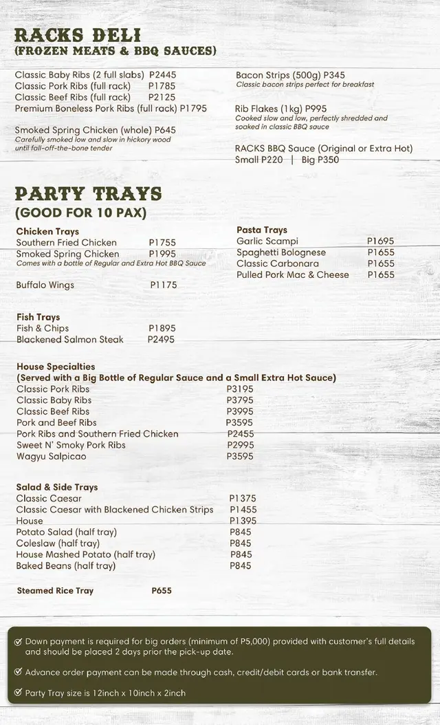 Raks Menu RACKS - Western variety in Alabang Festival Mall Metro Manila ...